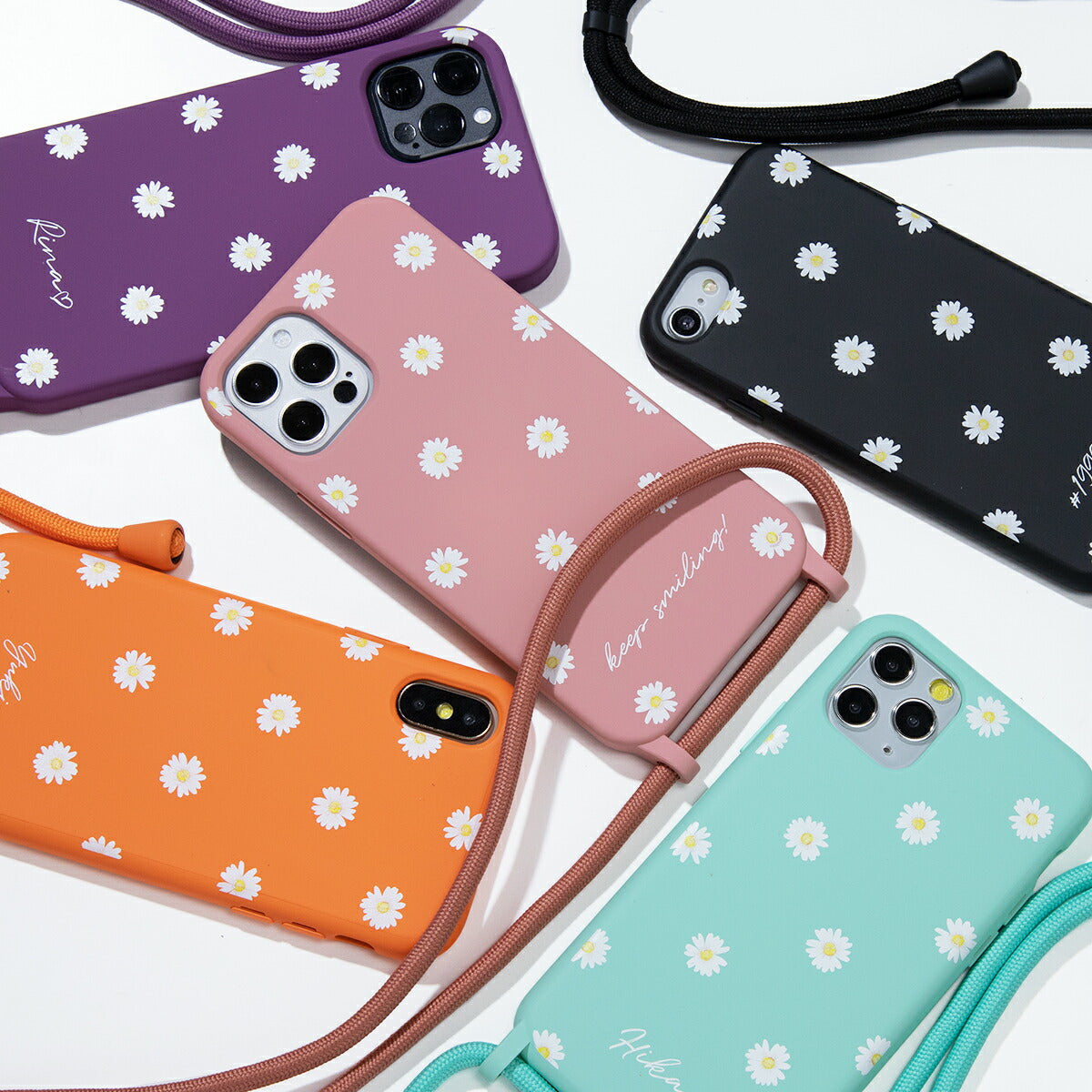 iPhone 名入れ対応 花柄 クロスボディケース - 6