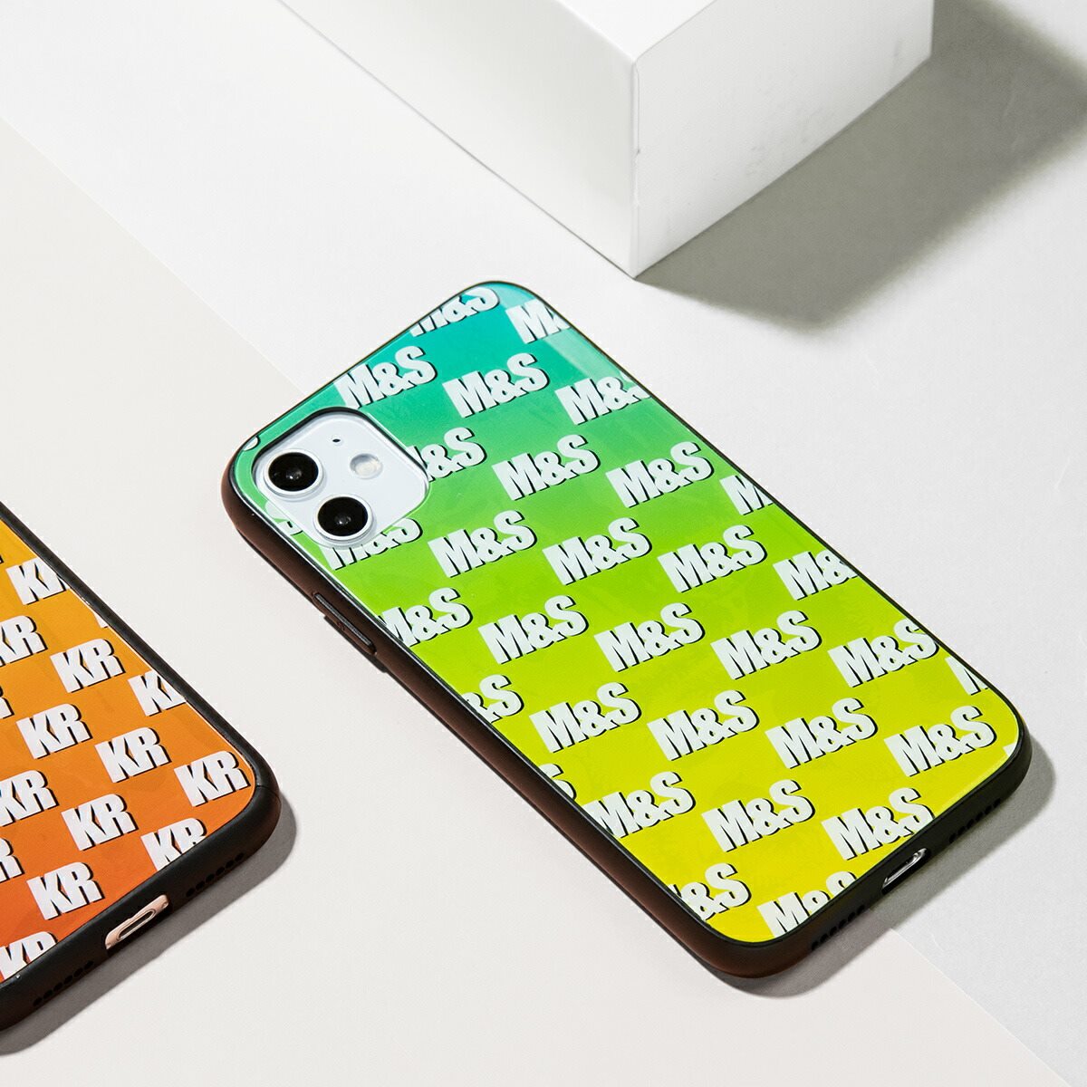 iPhone オーダーメイド モノグラム 背面9Hガラスケース - 4