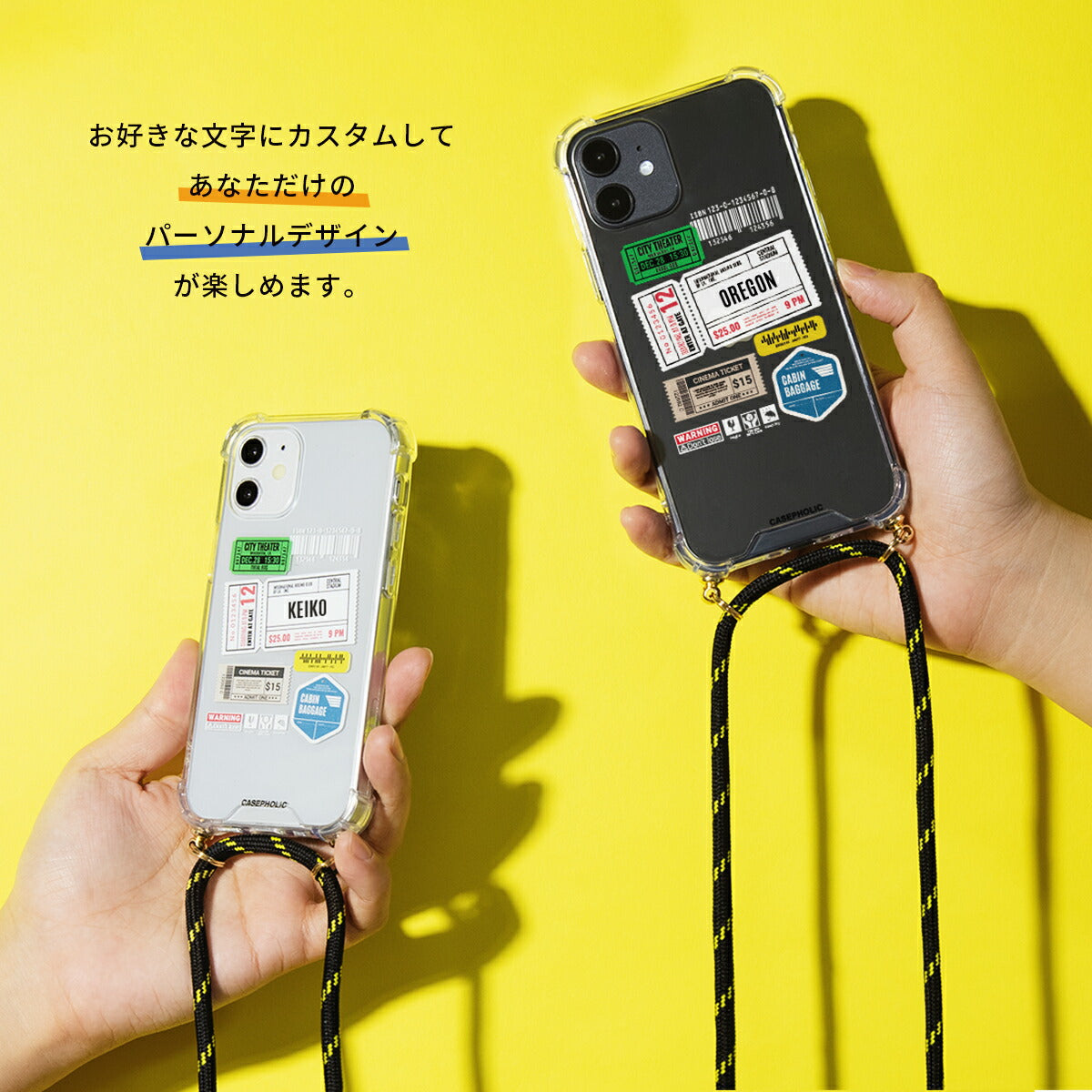iPhone チケットミックス柄 クロスボディケース - 2