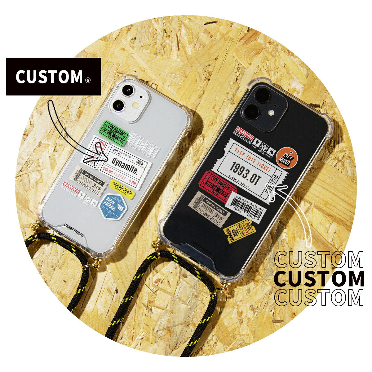 iPhone チケットミックス柄 クロスボディケース - 5