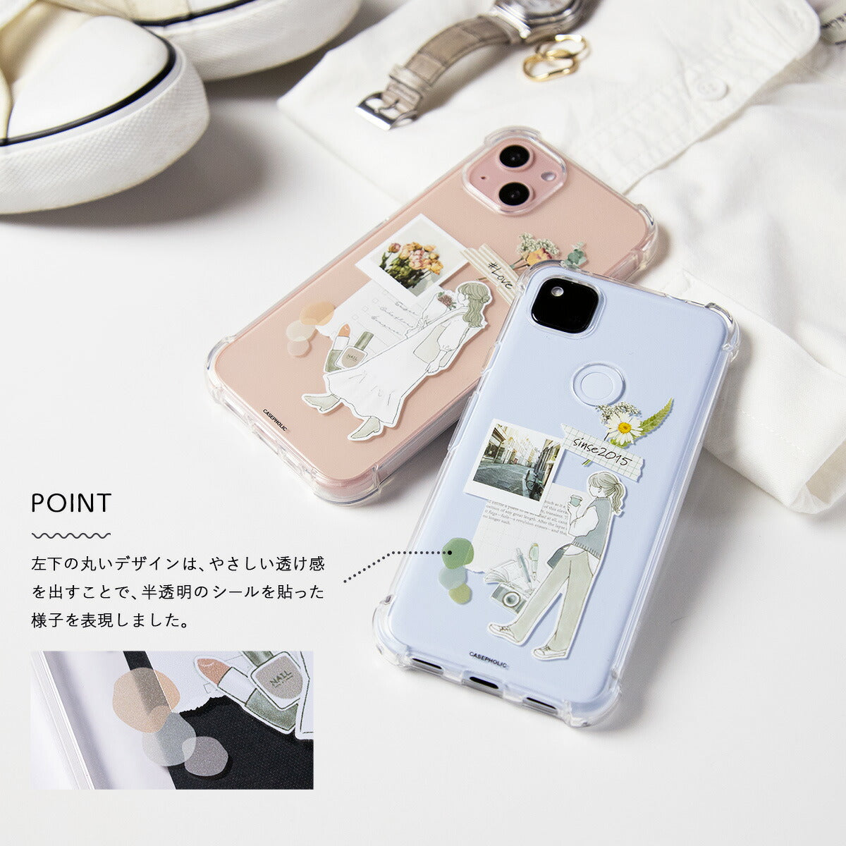 Xiaomi スマホケース クリア 花柄 耐衝撃 - 4