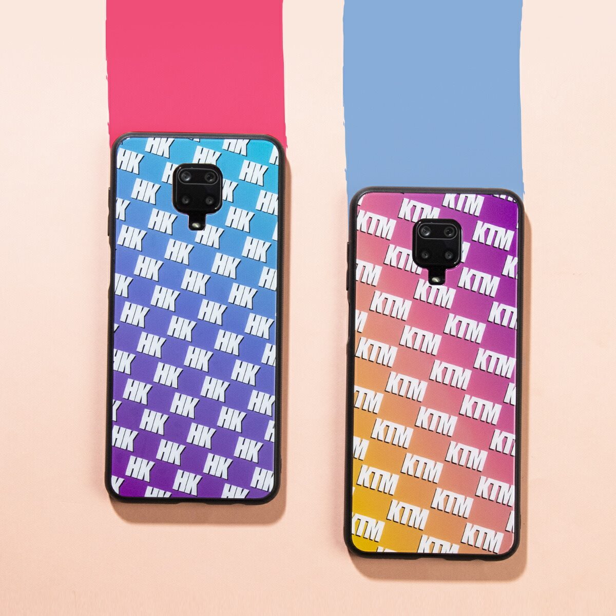Redmi Note 9S スマホケース オーダーメイド モノグラム 背面9Hガラス - 2