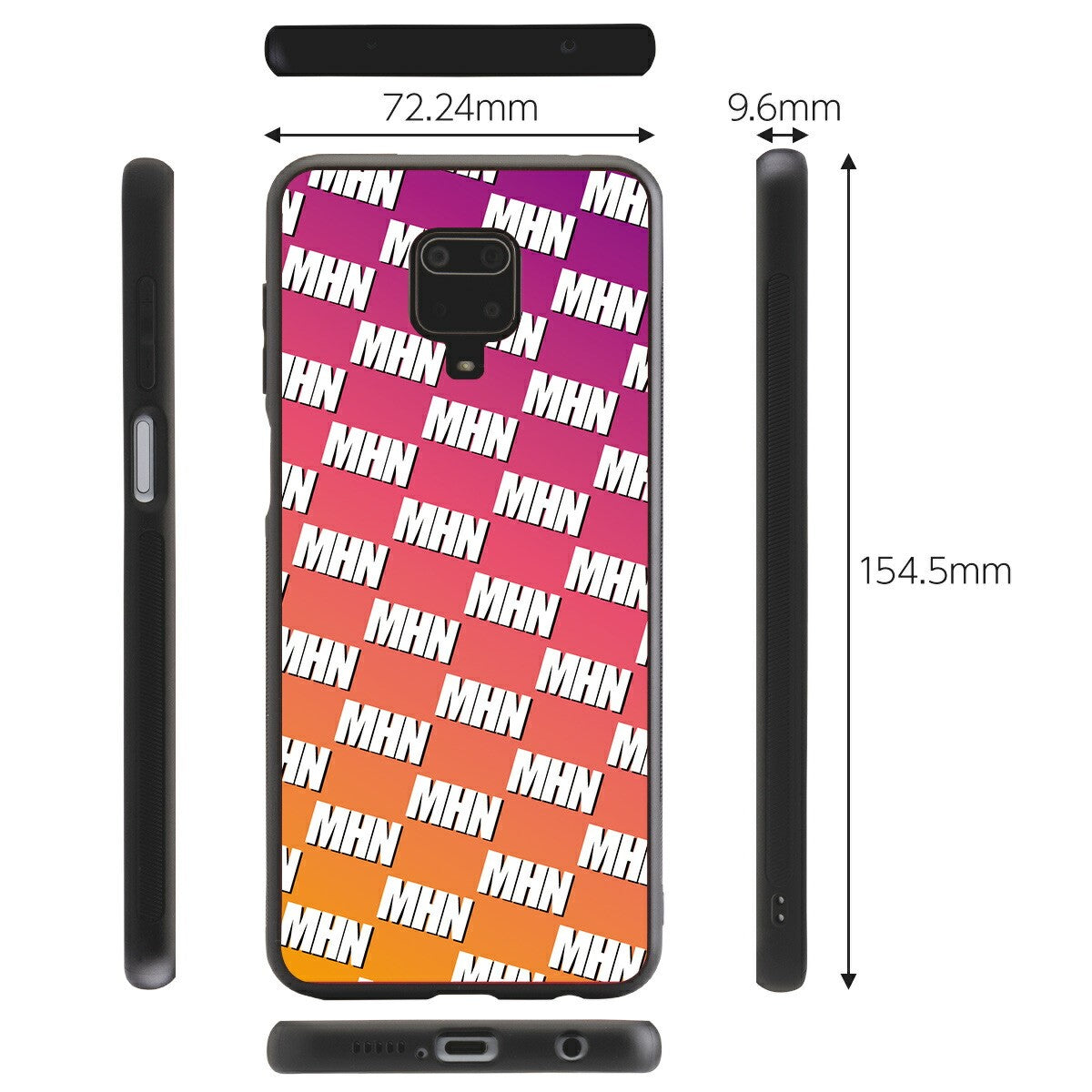 Redmi Note 9S スマホケース オーダーメイド モノグラム 背面9Hガラス - 8