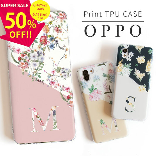 OPPO Reno シリーズ バイカラー 花柄 ソフトケース