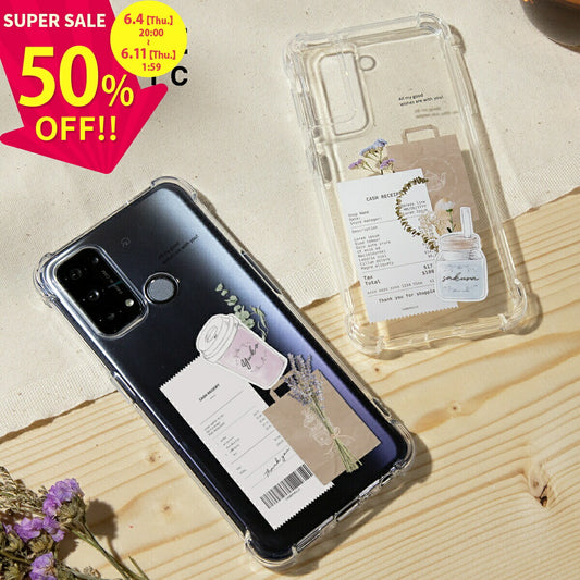OPPO 名入れ対応 カフェコラージュ柄 スマホケース