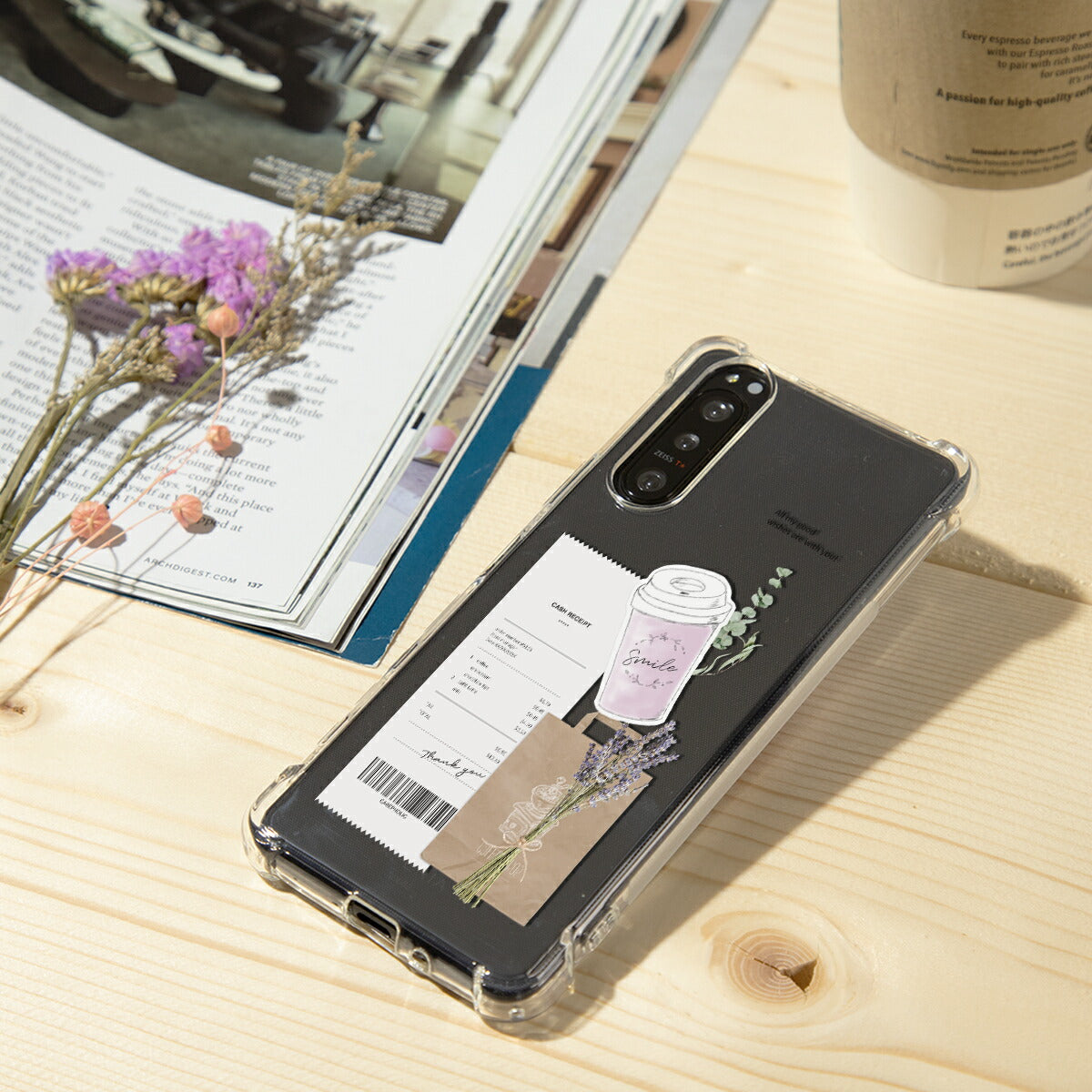 Google Pixel 名入れ対応 カフェコラージュ柄 スマホケース - 5