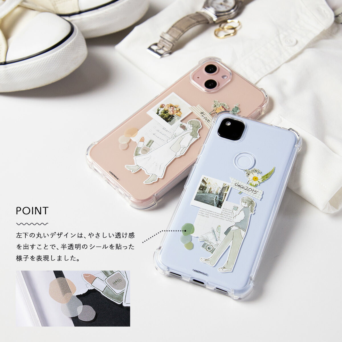 Google Pixel 8a ケース クリア おしゃれ 花柄 - 4
