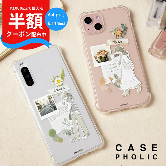 Xperia クリアケース 大人女子 コラージュノート柄