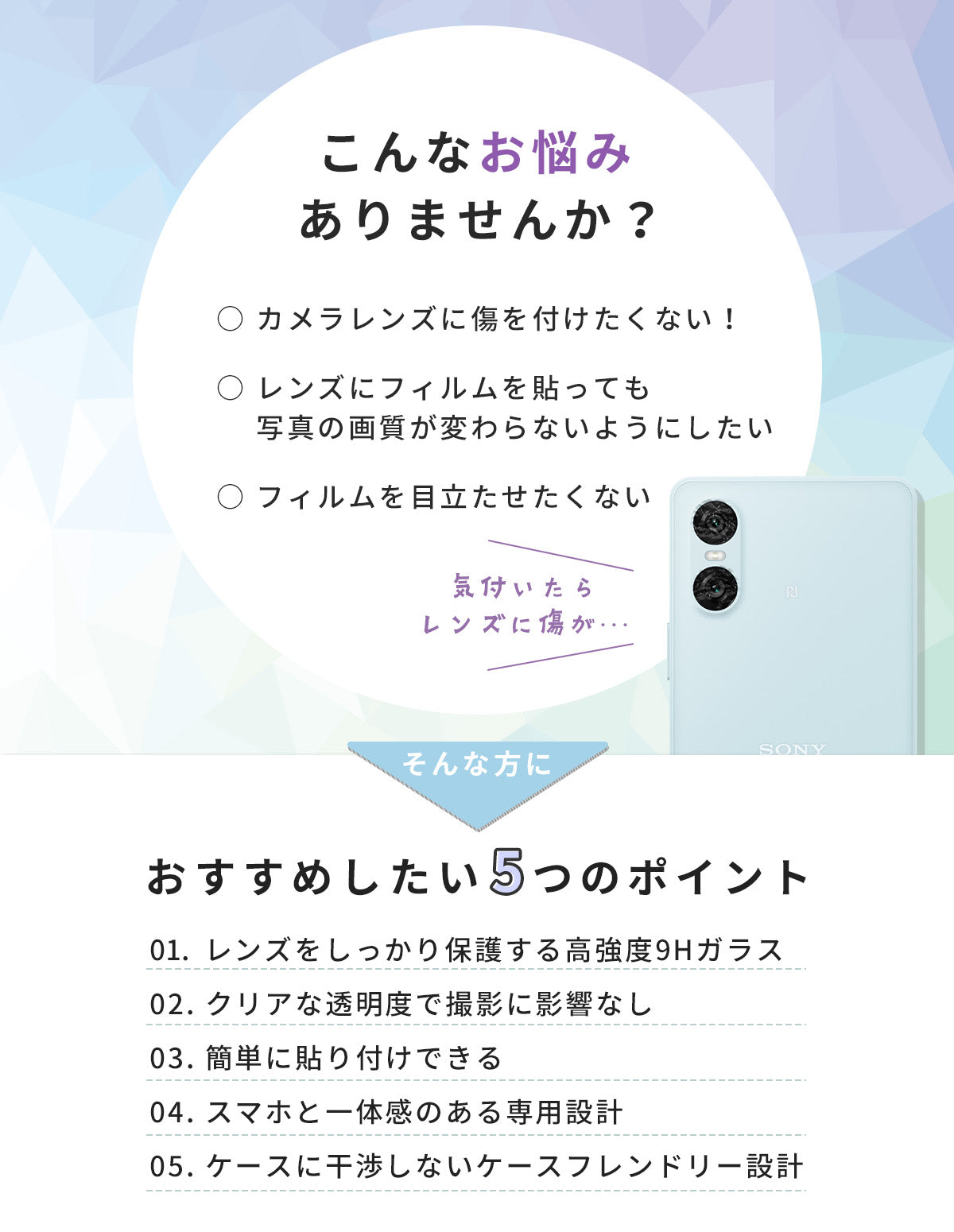 Xperia 10 VI カメラレンズ保護強化ガラスフィルム - 2