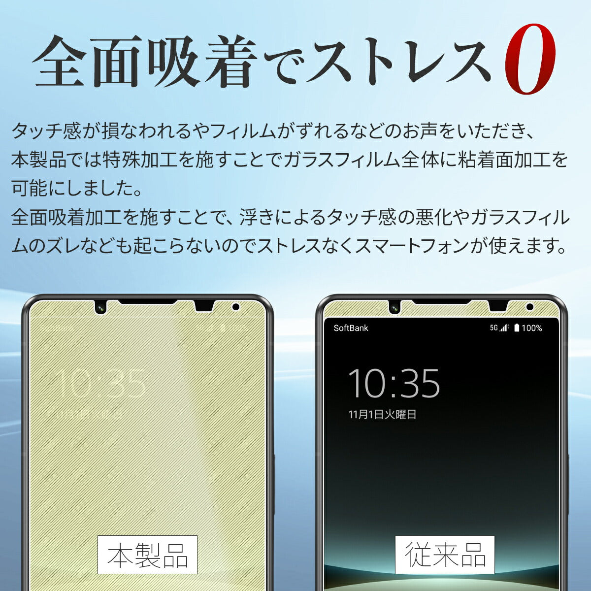 Xperia 5 IV 全面吸着カラー強化ガラス保護フィルム - 3