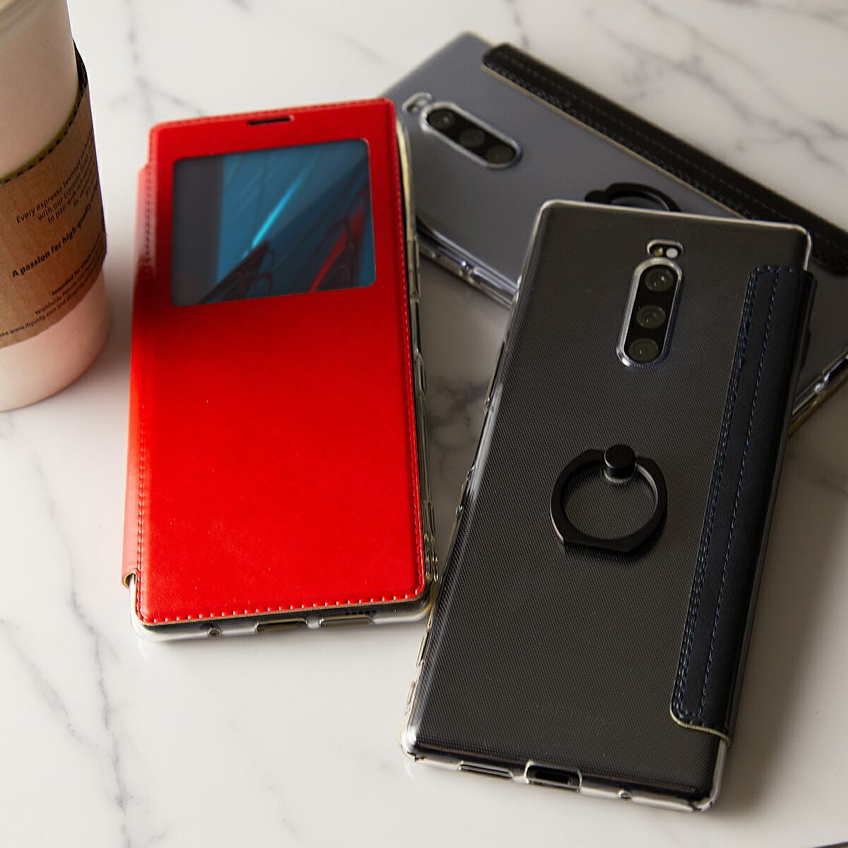 Xperia 1 リング付き窓開き手帳型スマホケース - 3