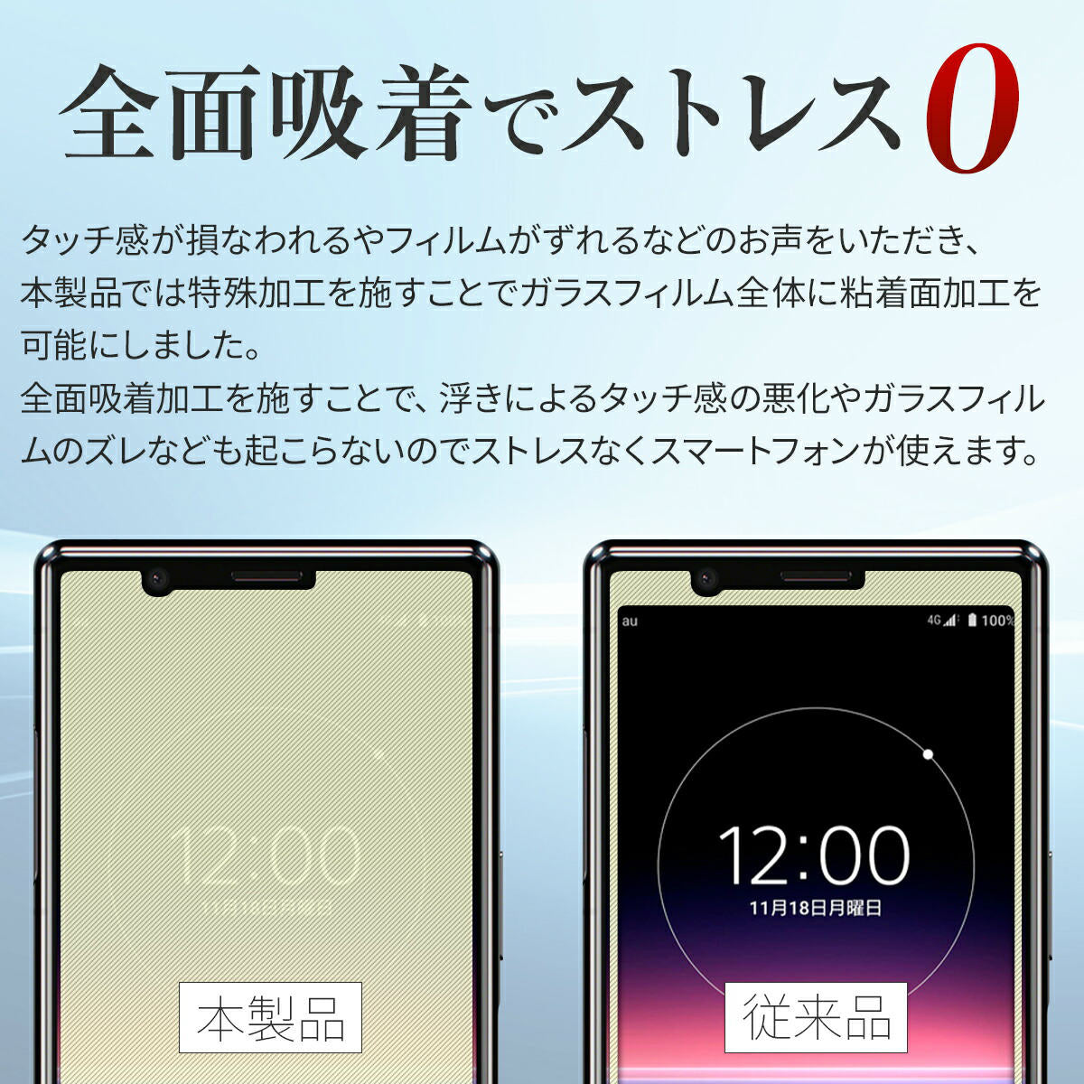 Xperia 5 スマホケース カラー強化ガラス保護フィルム 9H - 3