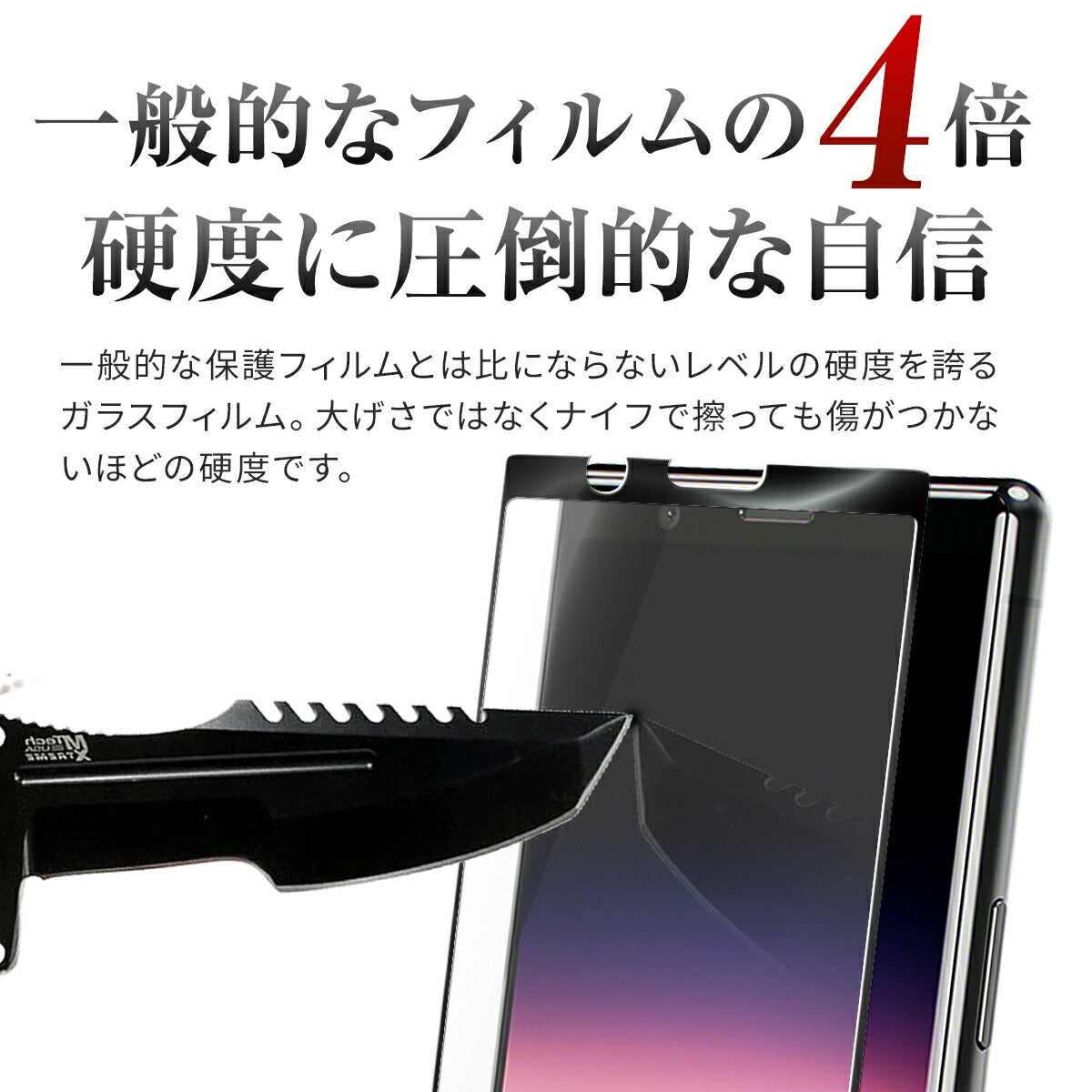Xperia 5 スマホケース カラー強化ガラス保護フィルム 9H - 4