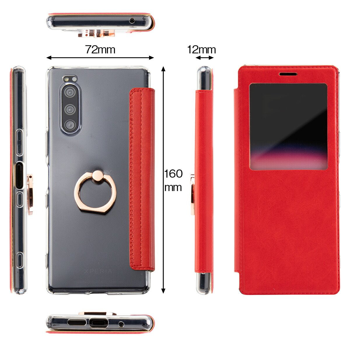 Xperia 5 リング付き窓開き手帳型スマホケース - 12