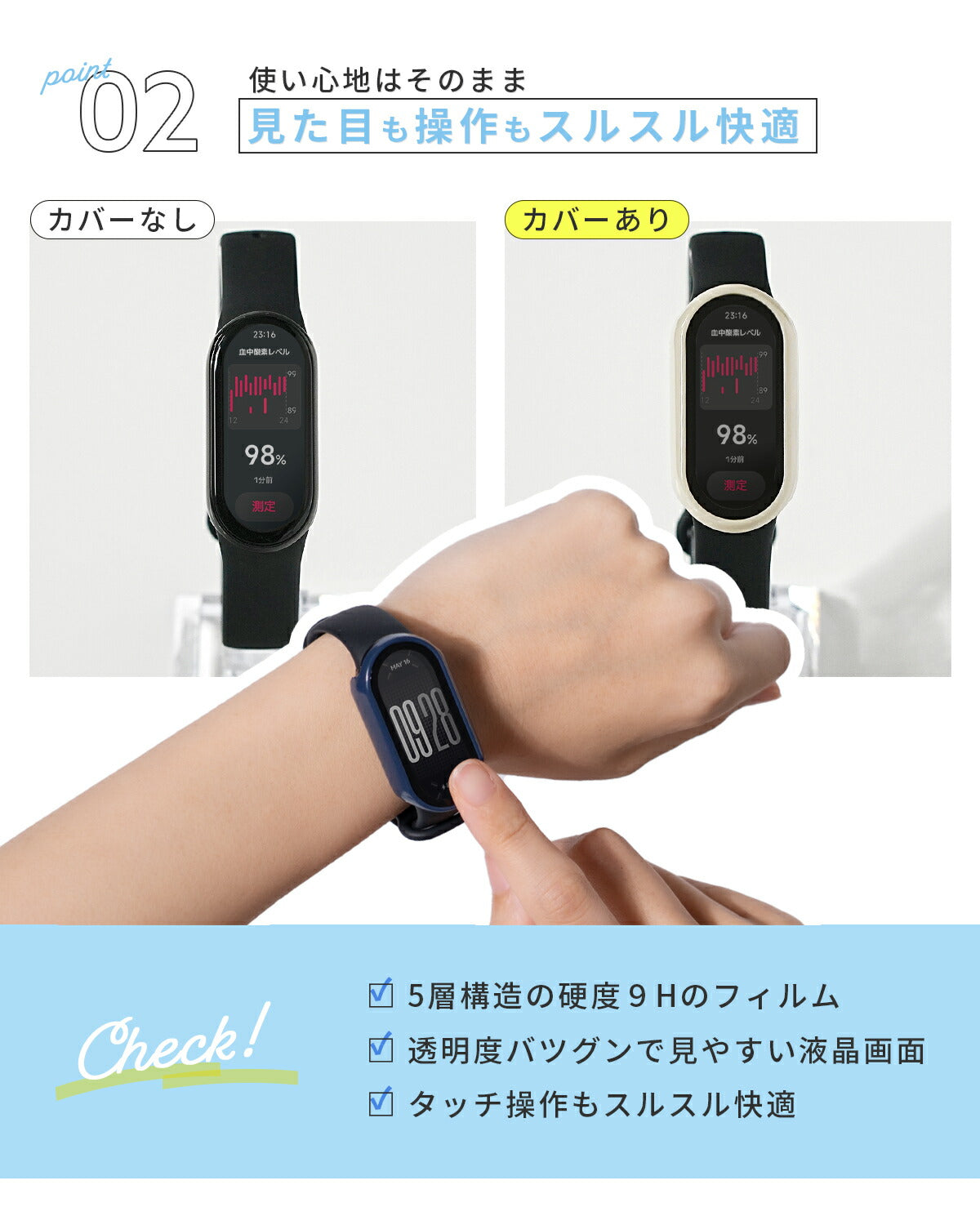 Xiaomi Smart Band 9 全面保護ガラスカバー - 5